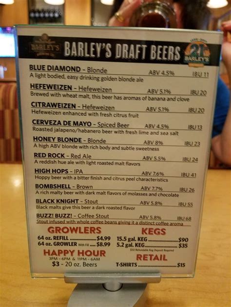 barley's casino & brewing co.|barley's casino menu.